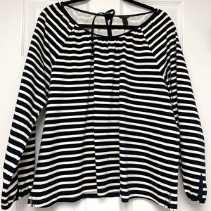 J. Crew Stripe Tie-back Balloon Sleeve Blouse